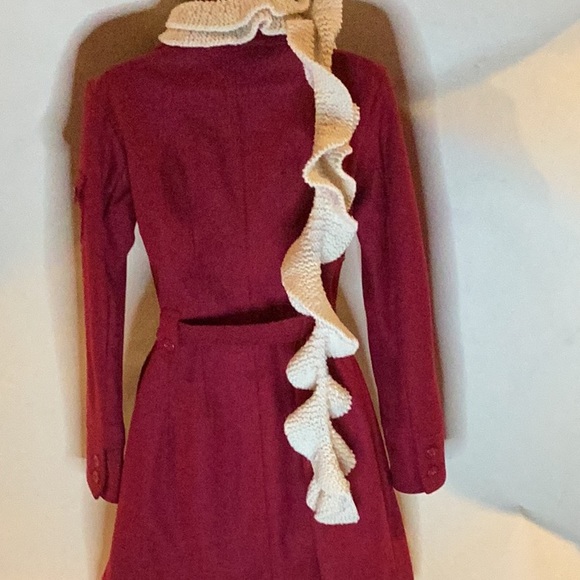 BODY CENTRAL RED WOOL BLEND FITTED WINTER COAT SZ. S - Picture 7 of 13